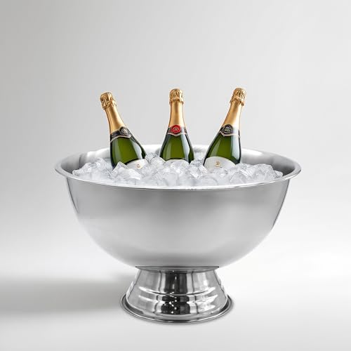 Spetebo Edelstahl Champagnerschale im edlen Design - 40 cm - Sektkühler für bis zu 6 Flaschen - Getränke Sekt Champagner Wein Flaschen Kühler Schale