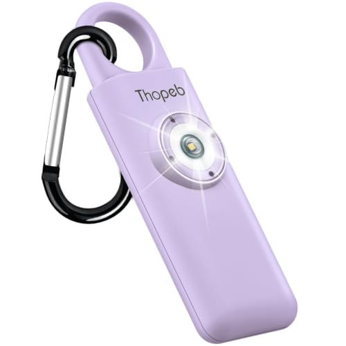 Der Original Persönlicher Alarm Für Frauen, Schlüsselanhänger Alarm mit Sirene für Selbstverteidigung und Sicherheit, Von der Polizei Empfohlen, 130 dB Sirene, LED-Stroboskoplicht, Knallfarben (Lila)