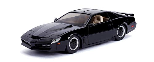 Jada Toys 253255000 Knight Rider K.I.T.T. - 1982 Pontiac Trans AM Modellauto, 1:24, mit Lauflicht, Detail-Innenraum, Türen und Motorhaube zum Öffnen, schwarz