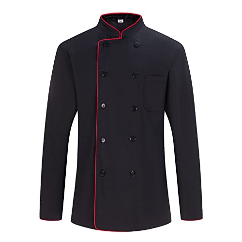 MISEMIYA Herren Men's Chef Jacket Kochjacke 842-842B, 842b-Schwarz, XL