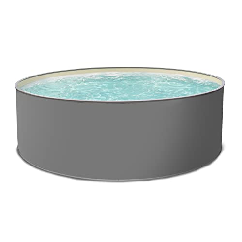 Paradies Pool® Edition grau Einzelbecken rund, 350x135cm (Ø x H), Stahlwandbecken, Poolplane in Sand 0,8mm, Handlauf grau, inkl. Skimmer-Set, Swimmingpool