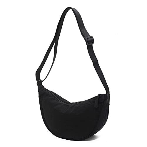 TIAASTAP Damen Halbmond Crossbody Umhängetasche, Unisex Hobo Crossbody Bag, Leichtes Nylon Bauchtasche mit verstellbarer Schultergurt Für Alltag & Freizeit