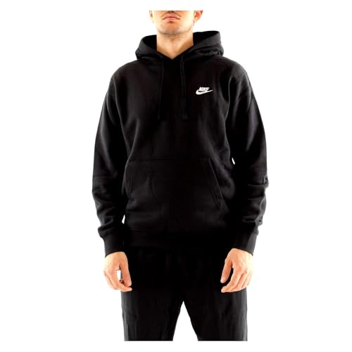 Nike Herren Hoodie Sportswear Club Fleece, Black/Black/White, XL, BV2654-010