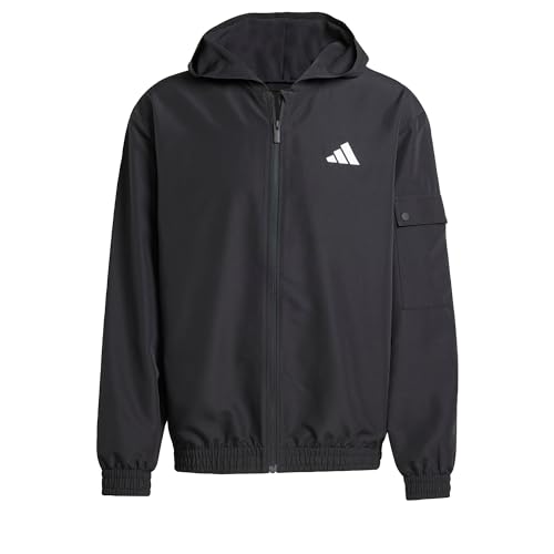 adidas Herren SPORTSWEAR WOVEN CARGO TRACKSUIT, Black, L