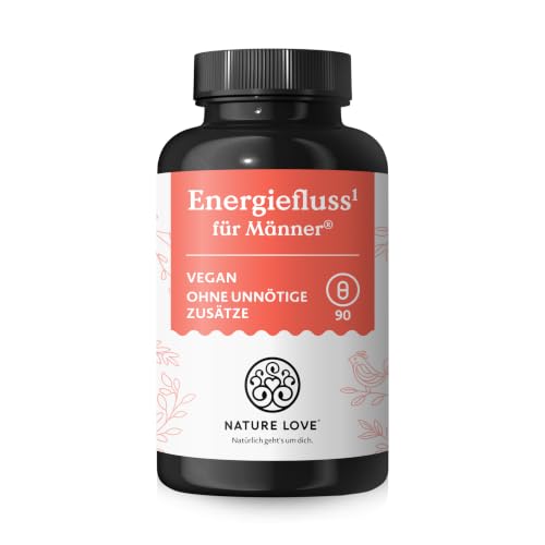 NATURE LOVE® Energiefluss für Männer - 90 Kapseln - Mit Tribulus Terrestris Extrakt, Maca Extrakt, L-Arginin, L-Citrullin, Zink, Folat, Vitamin C, Pflanzenstoffen - Hochdosiert, vegan und laborgeprüft