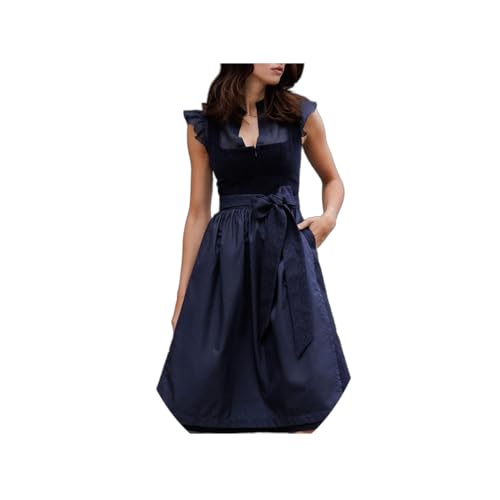 ORANDESIGNE Dirndl für Damen Tracht Dirndl Kleid Midi Trachtenmode Dirndelkleider für Oktoberfest Besondere Anlässe T Dunkelblau M
