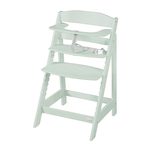 roba Babyhochstuhl Sit Up Flex - Mitwachsender Hochstuhl aus Holz - Verstellbarer Kinderhochstuhl mit Schrittgurt - ab 6 Monaten bis 70 kg - Mint