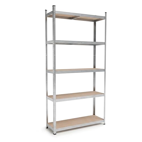 BELKO® Schwerlastregal C117 Verzinkt, 180x90x30 cm, schmales Lagerregal & Kellerregal, Metallregal 5 Böden, Steckregal bis 875kg belastbar (175kg pro Ebene), Werkstattregal