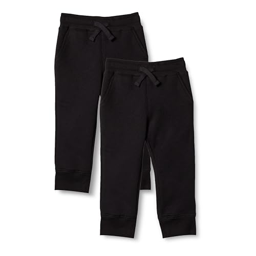 Amazon Essentials Jungen Fleece-Jogginghose, 2er-Pack, Schwarz, 6-7 Jahre