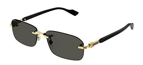 GUCCI Mens GG1221S Sunglasses, Gold-Black-Grey, 56