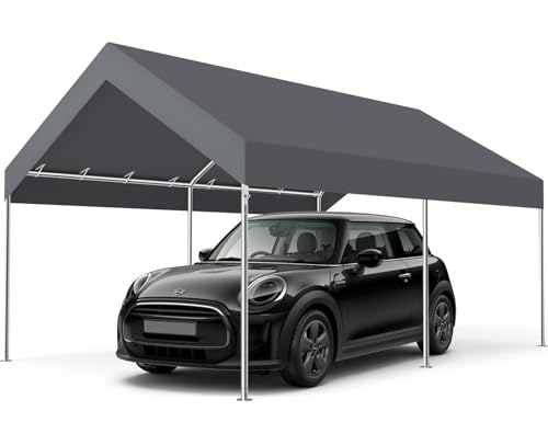 MasterCanopy 3 x 4,5 m verzinkter Stahl Garagenzelt Lagerzelt Gerätehaus Carport PE Dach, Grau