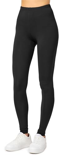 Merry Style Damen Lange Leggings aus Viskose MS10-143 (Schwarz, XL)