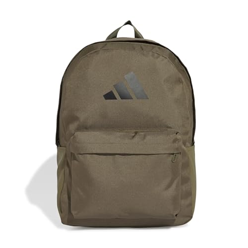 adidas Unisex Classic 3BARS Backpack, Olive strata/Black, One Size
