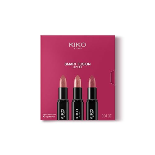 KIKO Milano Smart Fusion Lip Set 03, Lippen-Set Mit 3 Lippenstiften Mit Glänzendem Finish
