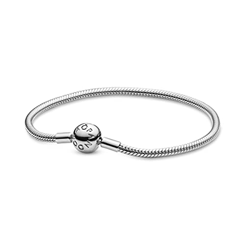 PANDORA Moments Damen Schlangen-Gliederarmband Kugelverschluss aus 925er Sterling-Silber, Größe: 17 cm, 590728-17