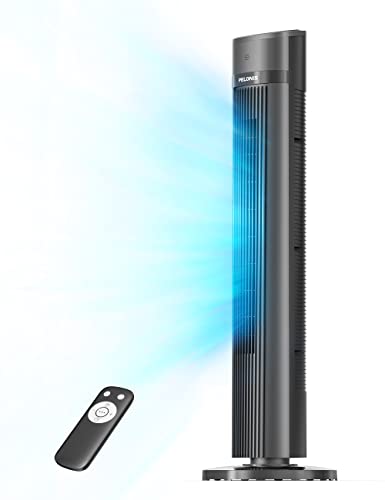 Pelonis Leiser Turmventilator, 40 Zoll 102CM Ventilator mit Fernbedienung, 7m/s Tower Fan Standventilator mit 90° Oszillation, 15-Std-Timer und 3 Geschwindigkeiten, Ventilatoren mit Kühlung