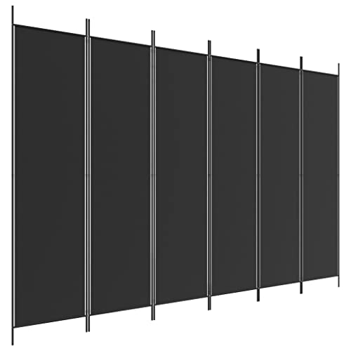 vidaXL Paravent 6-TLG. Raumtrenner Raumteiler Trennwand Umkleide Sichtschutz Spanische Wand Wohnzimmer Schlafzimmer Schwarz 300x200cm Stoff