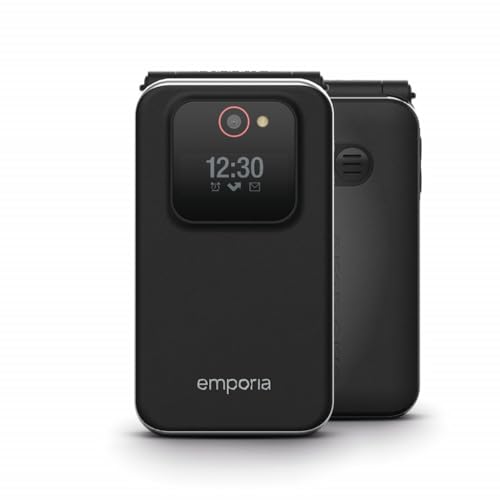 emporiaJOY 2G, Senioren-Handy mit 2G, Klapphandy ohne Vertrag, Mobiltelefon mit Notruftaste, 2,8-Zoll-Display, Schwarz
