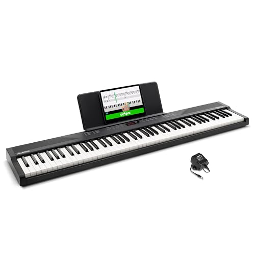 Alesis Keyboard E-Piano mit 88 Tasten, 480 Sounds, Lautsprechern, USB-MIDI, Noten/Tablet-Ablage, Netzadapter & Klavierlektionen für Anfänger