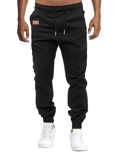 VMSUCIJ Herren Hose Chino Cargo Hose Jogginghose Baumwolle Casual Jogger Männer Modern Sport Jogginghosen für Herren Sweatpants mit elastischem Bund und Kordelzug und Taschen,Schwarz 01,L