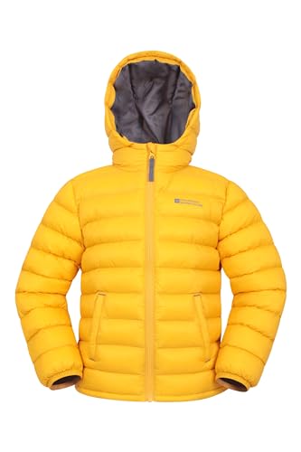 Mountain Warehouse Seasons Steppjacke für Kinder - Ultraleichte, warme, wasserdichte Steppjacke. Jungen & Mädchen Winterjacke mit Kapuze & Reißverschluss Gelb Kinder 140 EU (9-10 Jahre)