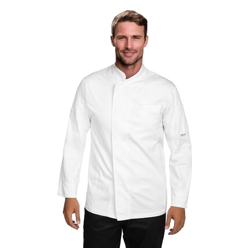 PALLTEX KOTO LS 100% Baumwolle Kochjacke Unisex Kochjacke Damen Kochjacke Herren Kochkleidung Professional Chef Uniform Langarm (Weiss, M)