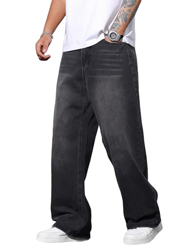 Zewool Herren Hip Hop Baggy Jeans Weite Beinform Jeans Lässige Denim-Hosen