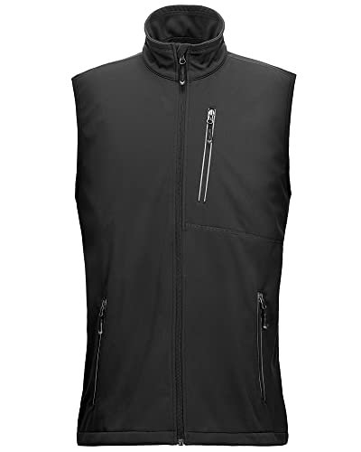 33,000ft Leichte Softshell Weste für Herren, Wasserdichte Winddichte Laufweste, Atmungsaktive Vest Gilet Ärmellose Jacke für Radfahren, Laufen, Wandern, Golf, Arbeit Schwarz XXL