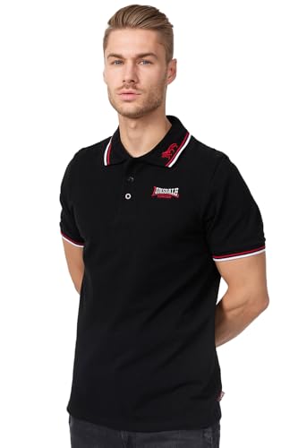 Lonsdale Herren Poloshirt schmale Passform Lion L, Black/Dark Red/White