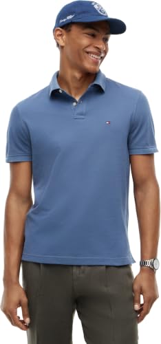 Tommy Hilfiger Herren Poloshirt Kurzarm 1985 Regular Fit, Blau (Aegean Sea), XXL