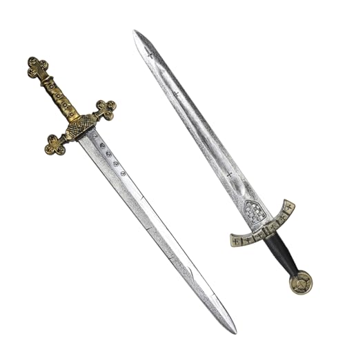 Medievaler Ritter Schwert Set – 2er Set Kunststoff Schwert für Cosplay, Halloween, LARP & Mittelalter Kostüm – Kindersicher & Realistisch