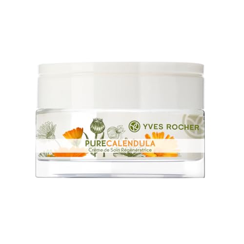 Yves Rocher PURE CALENDULA - Revitalisierende Gesichtscreme für Tag und Nacht - Regeneriert, glättet Falten und macht die Haut geschmeidig weich - Vegane Formel - 50 ml