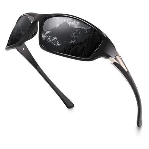 konqkin Polarisiert Sportbrille Herren-Fahrradbrille Damen-Sonnenbrille Herren-Sunglasses Men-Schnelle Brille-Rennrad Brille-For Outdoor Cycling,a-Schwarze-Esche