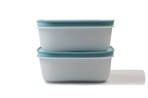 TUPPERWARE Gefrier-Behälter 450 ml (2) weiß-blau Eiskristall Behälter Kristall P 21735