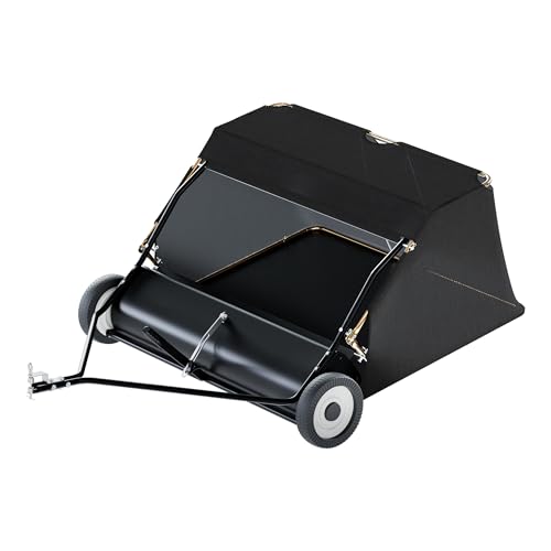Wiltec Rasenkehrmaschine mit 120 cm Kehrbreite, Rasenkehrer für Aufsitzmäher, Laubsammler mit 415 l Auffangnetz Laubkehrmaschine für Rasentraktor