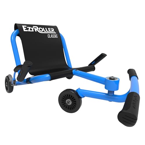 EzyRoller Classic Kinder Go Kart Drift Trike für 3 bis 14+ Jahre | Gokart Dreirad Fahrzeuge für draußen 1 Sitzer, bis 70 kg belastbar | Tretfahrzeug (blau)
