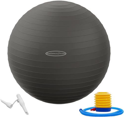 BalanceFrom Anti-Burst und Rutschfester Gymnastikball, Yoga-Ball, Fitnessball, Geburtsball mit Schnellpumpe, 0,9 kg Kapazität (68-75 cm, XL, Grau)