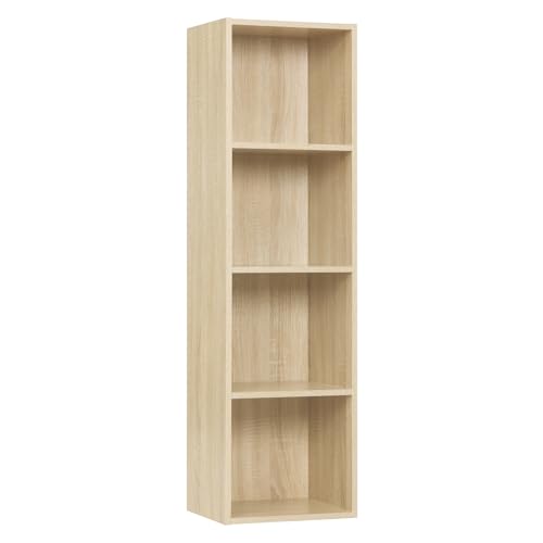 WOLTU Bücherregal Bücherschrank Standregal Aufbewahrungregal Raumteiler Würfelregal 4 Fächer 24x106x30 cm(BxHxL) SK003hei4