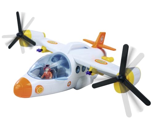 Simba Feuerwehrmann Sam Rettungsflugzeug Fire Swift (42 cm) - großes Spielzeug Flugzeug mit Kipprotor, Figur, Pferd & vielen Funktionen, inkl. Licht & Sound - für Kinder ab 3 Jahre