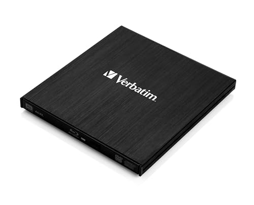 Verbatim Externer Slimline Bluray Writer mit USB 3.0-Kabel, externer DVD und Bluray Brenner, ideal für Notebooks und Computer ohne Laufwerk, Bluray Player & DVD Drive mit kostenloser Bluray Disk