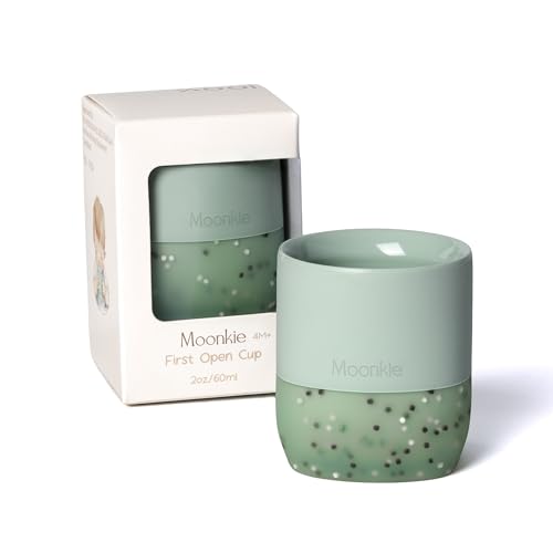 Moonkie Trinklernbecher Baby Silikon | Offener Lernbecher ab 4 Monate | BPA-frei | mit Messskala | 60ml Tiny Cup(Mint)