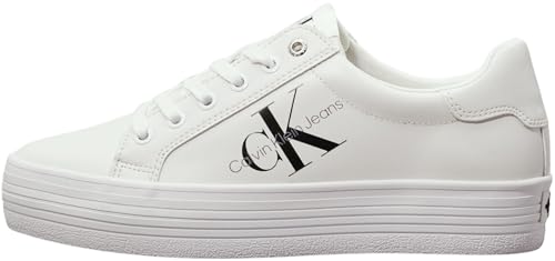Calvin Klein Damen Vulcanized Sneaker Flatform Laceup Plateau, Weiß (Bright White), 40