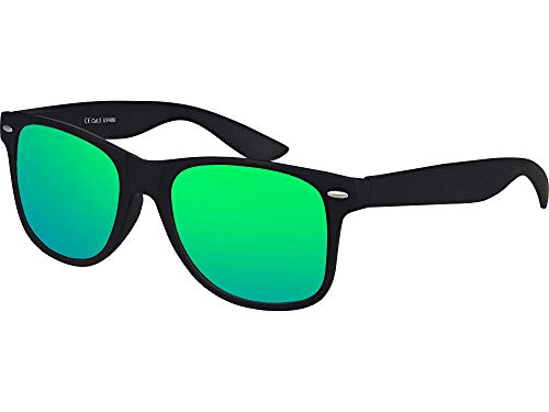 Balinco Sonnenbrille UV400 CAT 3 CE Rubber - mit Federscharnier für Damen & Herren (schwarz - grün)