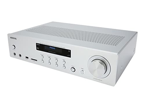 Aiwa AMU-120BT/SL: Verstärker, AV-Receiver, mit Bluetooth 5.0, 120 W, USB-Anschluss, SD-Kartenleser, Farbe: Silber