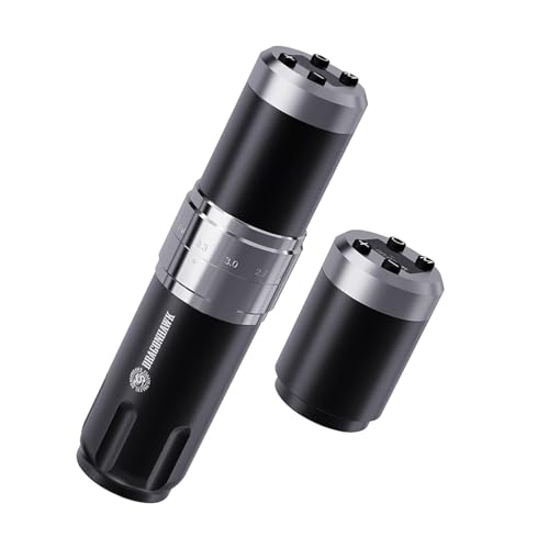 Dragonhawk Kabellose Tattoo Maschine Rotations Tätowiermaschine mit 2 Akkus 1500mAh, 7 Hubböden, Längeneinstellung 2.4-4.2mm & Digitaler LED-Anzeige für Anfänger Grau