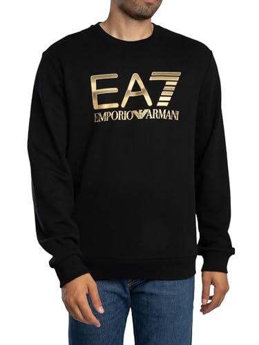 EA7 Herren Sweatshirt Mit Großem Train-Logo, Black/Gold, M