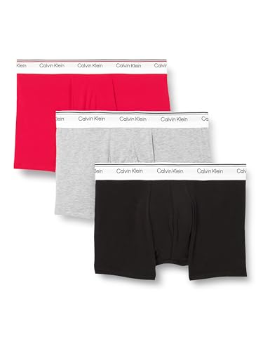 Calvin Klein Herren 3er Pack Boxershorts Trunks Balance mit Logobund, Mehrfarbig (Empower/Grey Heather/Black), L