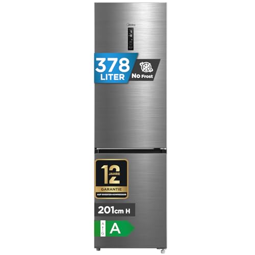 Midea 378L Kühlschrank mit Gefrierfach,201cm,29dB,EEK A,NoFrost,DualCooling