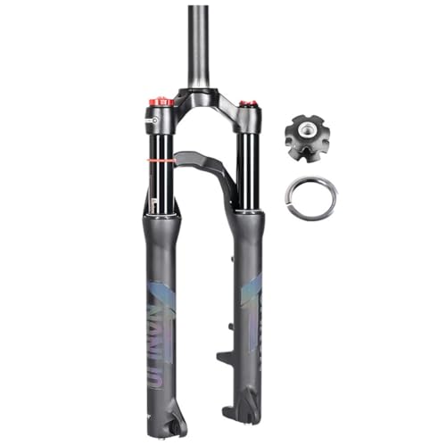 FukkeR 20 24 Zoll Mountain Front Gabel Federgabel Fahrrad Luft Gabel Federweg 100mm Spread 100mm 9mm QR Schnellspanner 28.6mm Gewindeloser Gabelschaft Manuell Lockout(24inch)