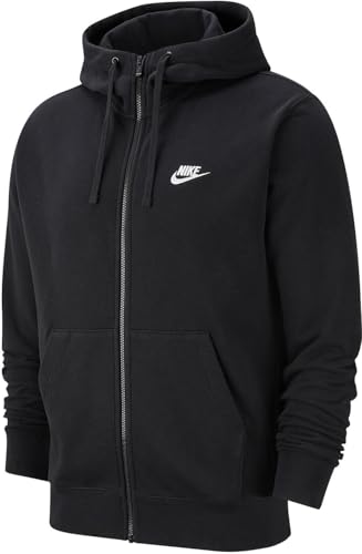 Nike Herren Sportswear Club Hooded Sweatshirt, Black/Black/White, L EU
